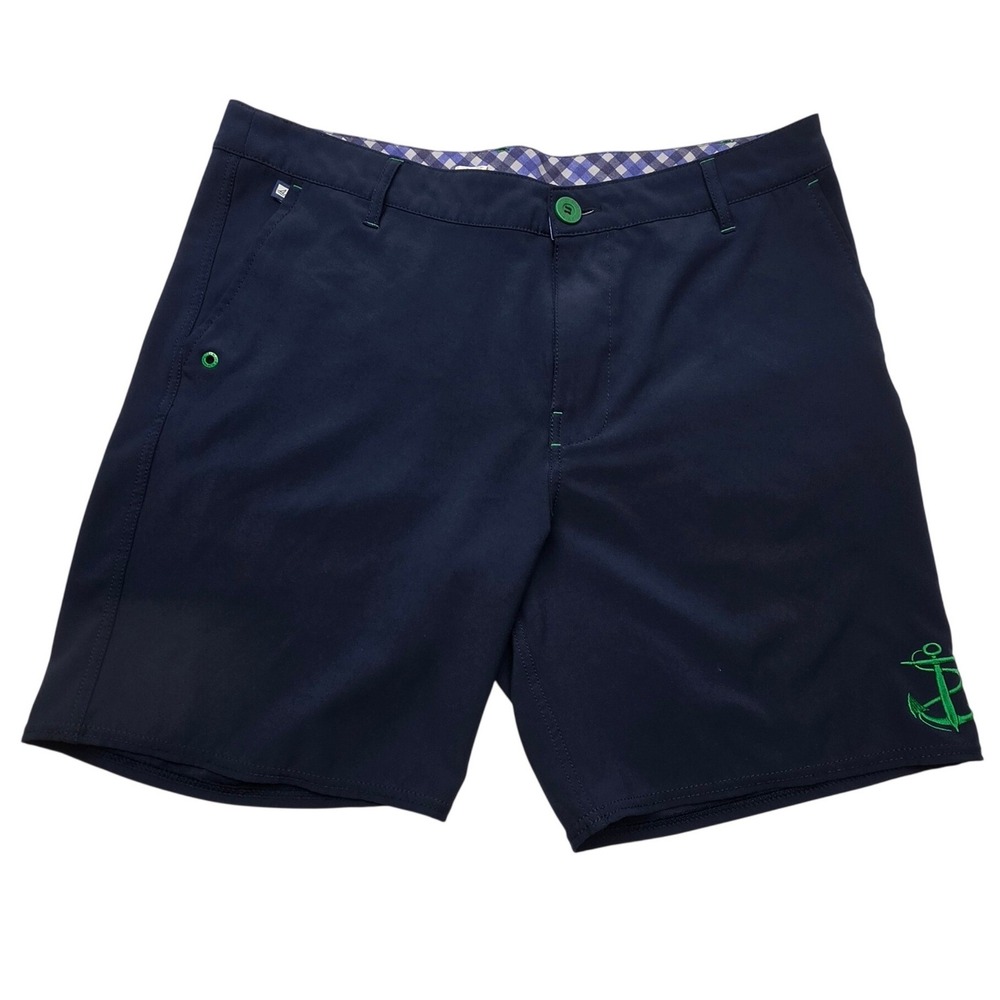 Sperry Top-Sider Mens Navy Blue Hybrid Performance Shorts Anchor Logo Size 34